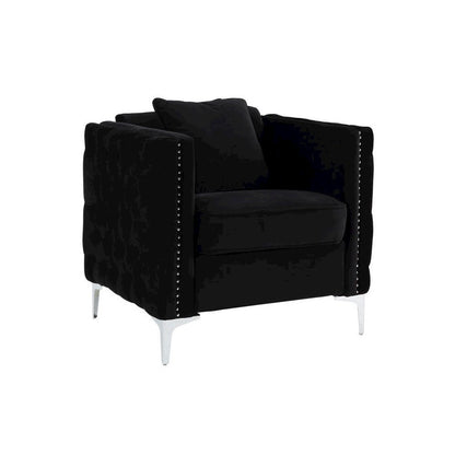 Bayberry Black Velvet Chair with 1 Pillow