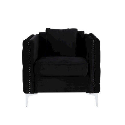 Bayberry Black Velvet Chair with 1 Pillow