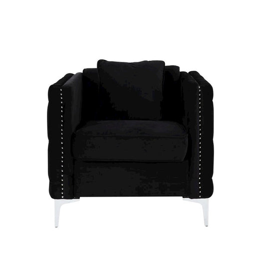 Bayberry Black Velvet Chair with 1 Pillow