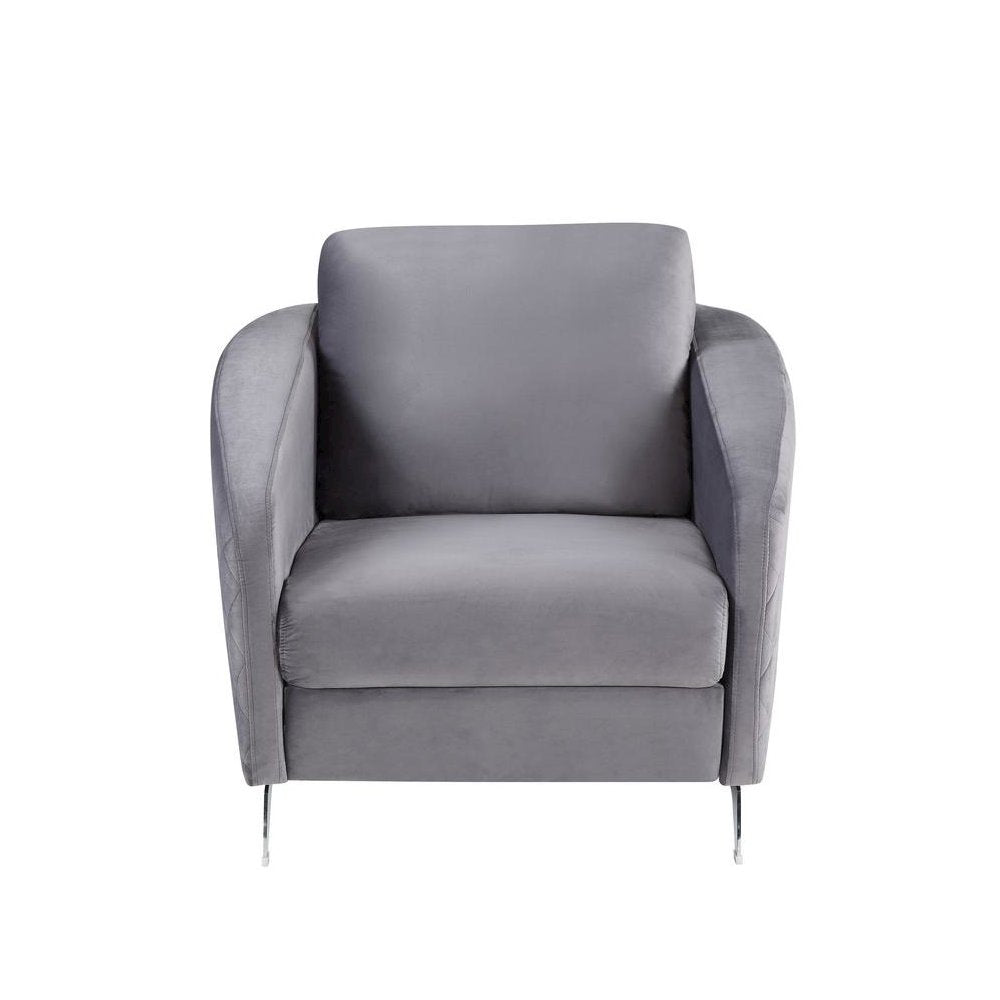 Sofia Gray Velvet Modern Chic Accent Armchair
