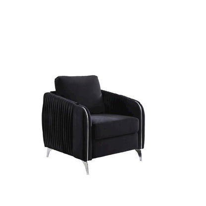 Hathaway Black Velvet Modern Chic Accent Armchair