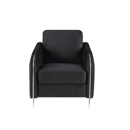 Hathaway Black Velvet Modern Chic Accent Armchair