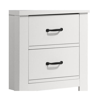 Cassini White 2-Drawer Nightstand Bedside Table