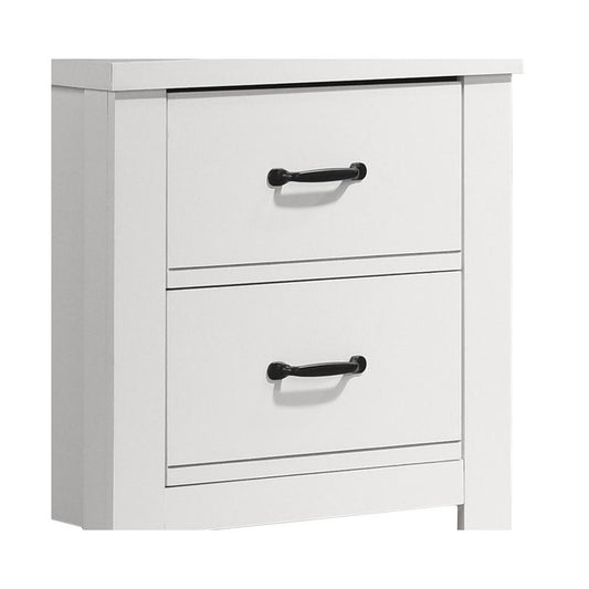 Cassini White 2-Drawer Nightstand Bedside Table