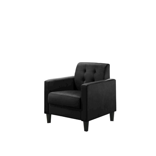 Hale Black Velvet Accent Armchair with Tufting