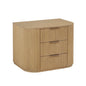 30" Wide Modern Fluted 3-Drawer Nightstand Mid Century, Light Oak
