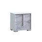 22" Wide 2-Drawer Nightstand, White Lacquered Gloss, White Faux Marble