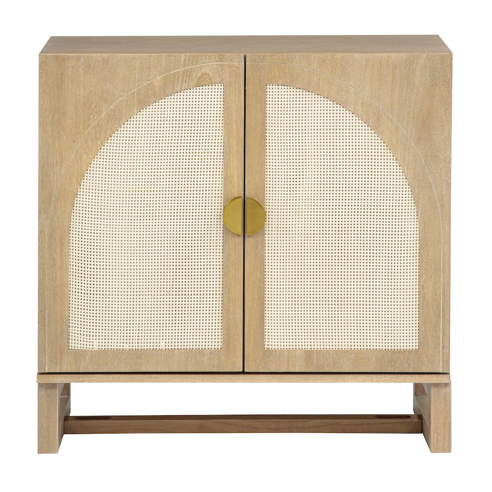 31" Wide 2-Door Accent Cabinet Natural Oak Wood Finish Boho Modern Sideboard