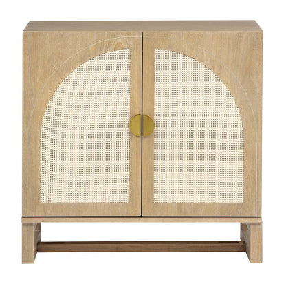 31" Wide 2-Door Accent Cabinet Natural Oak Wood Finish Boho Modern Sideboard