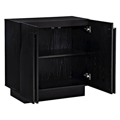 Questa Scandinavian Mid-Century 2-Door Cabinet with Arch Handles, Black