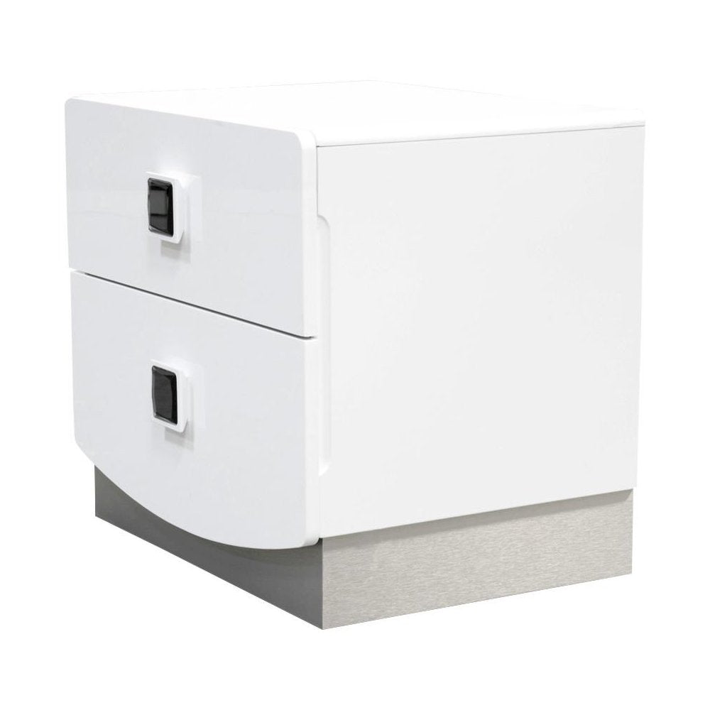 Best Master France 2-Drawer Poplar Wood Bedroom Nightstand in White Lacquer