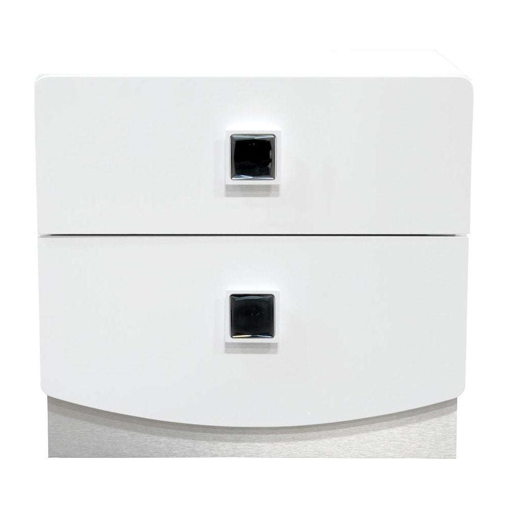 Best Master France 2-Drawer Poplar Wood Bedroom Nightstand in White Lacquer