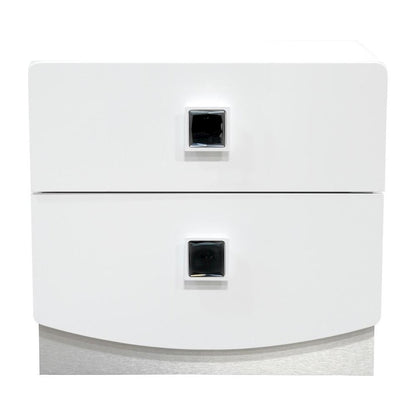 Best Master France 2-Drawer Poplar Wood Bedroom Nightstand in White Lacquer