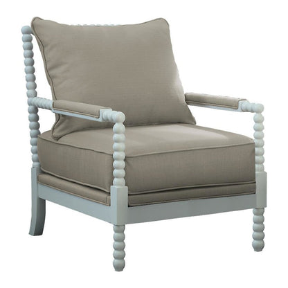 Best Master West Palm Solid Wood Living Room Accent Chair in Beige/White