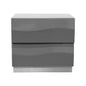 Best Master Leon 2-Drawer Poplar Wood Bedroom Nightstand in Gray High Gloss
