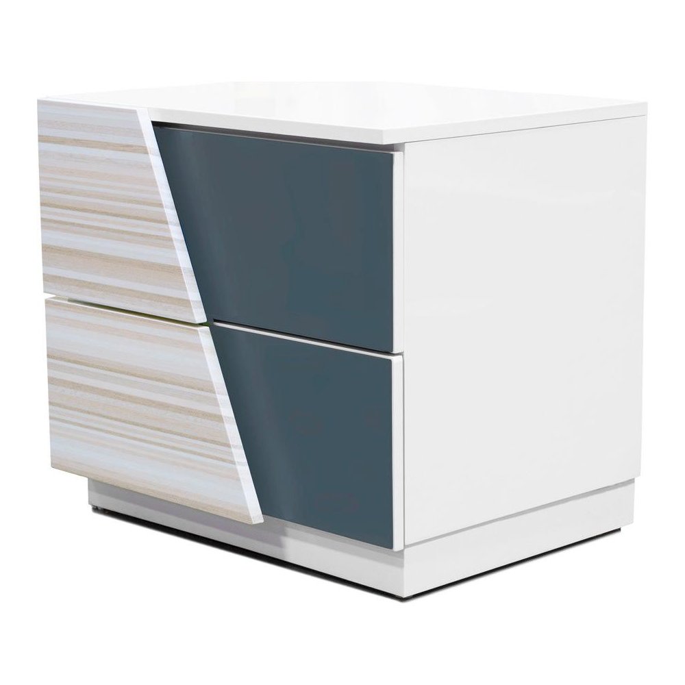 Best Master Manchester 2-Drawer Poplar Wood Bedroom Nightstand in Zebra/White