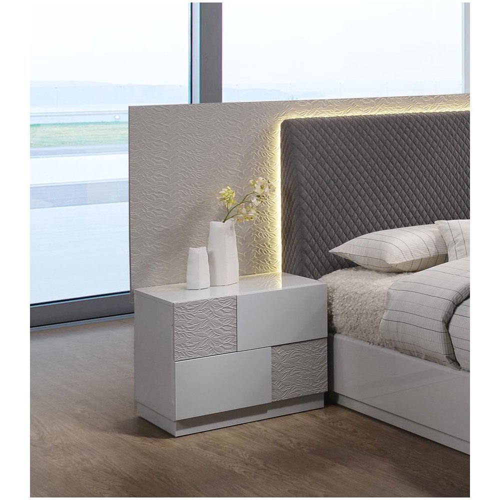 Best Master Naple 2-Drawer Poplar Wood  Bedroom Nightstand in Gray/Silver Line