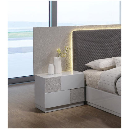 Best Master Naple 2-Drawer Poplar Wood  Bedroom Nightstand in Gray/Silver Line