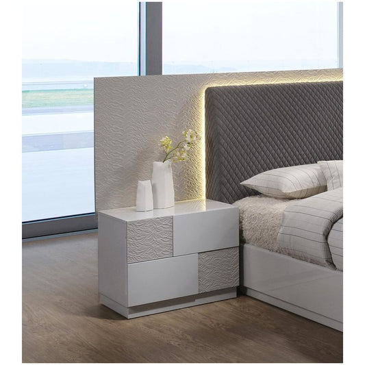 Best Master Naple 2-Drawer Poplar Wood  Bedroom Nightstand in Gray/Silver Line