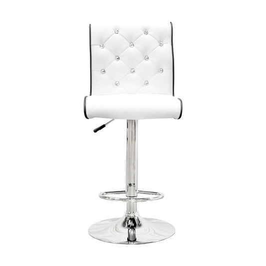 Best Master Swivel Bar Stool with Crystal and Tufted Look in White (Set of 2)