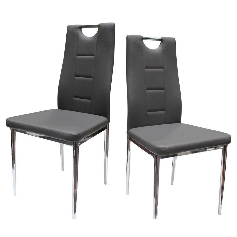 Best Master Beverly Faux Leather Upholstered Side Chair - Gray (Set of 2)