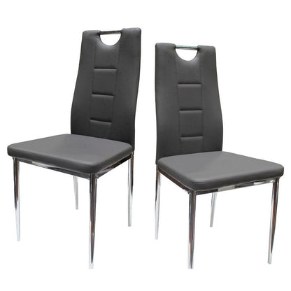 Best Master Beverly Faux Leather Upholstered Side Chair - Gray (Set of 2)