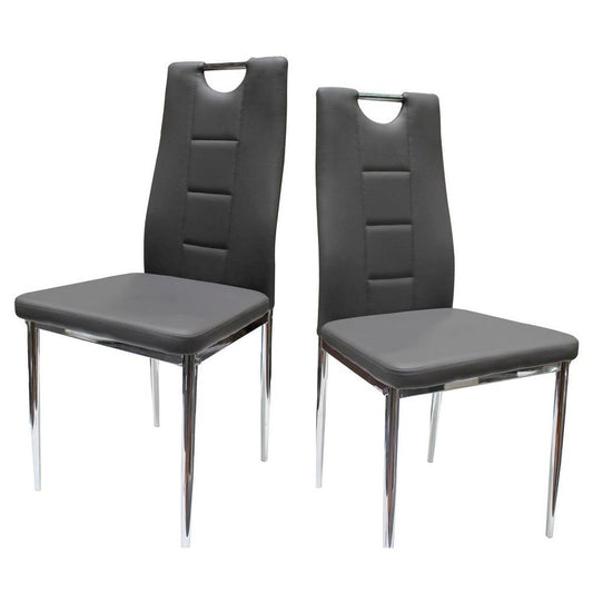 Best Master Beverly Faux Leather Upholstered Side Chair - Gray (Set of 2)