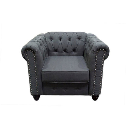 Best Master Venice Fabric Upholstered Living Arm Chair in Charcoal