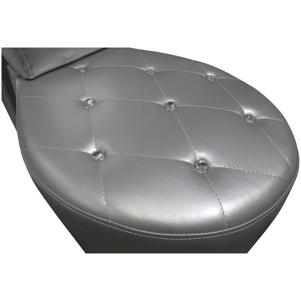 Best Master High Heel Faux Leather Crystal Studs Shoe Chair in Silver