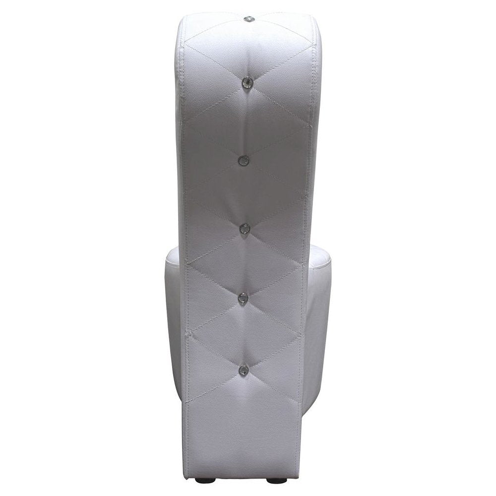 Best Master High Heel Faux Leather Crystal Studs Shoe Chair in White
