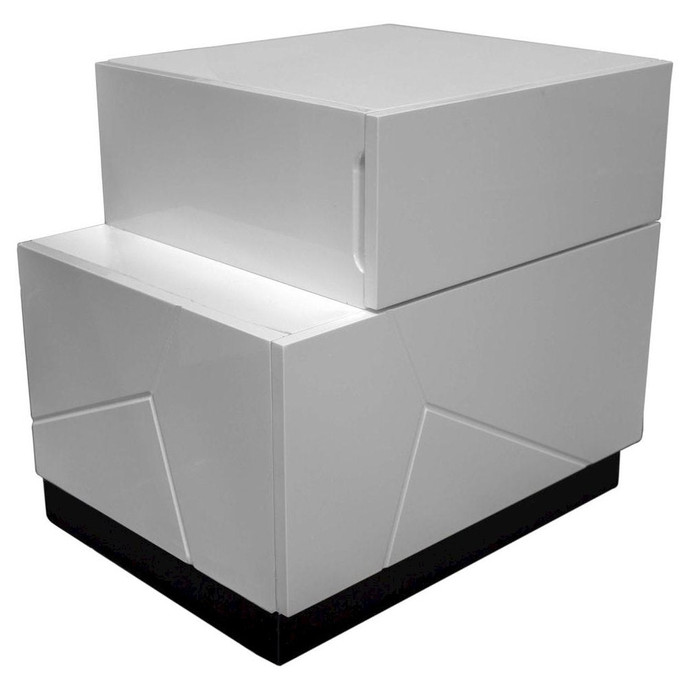Best Master Poplar Wood Left-Facing Bedroom Nightstand in White/Black
