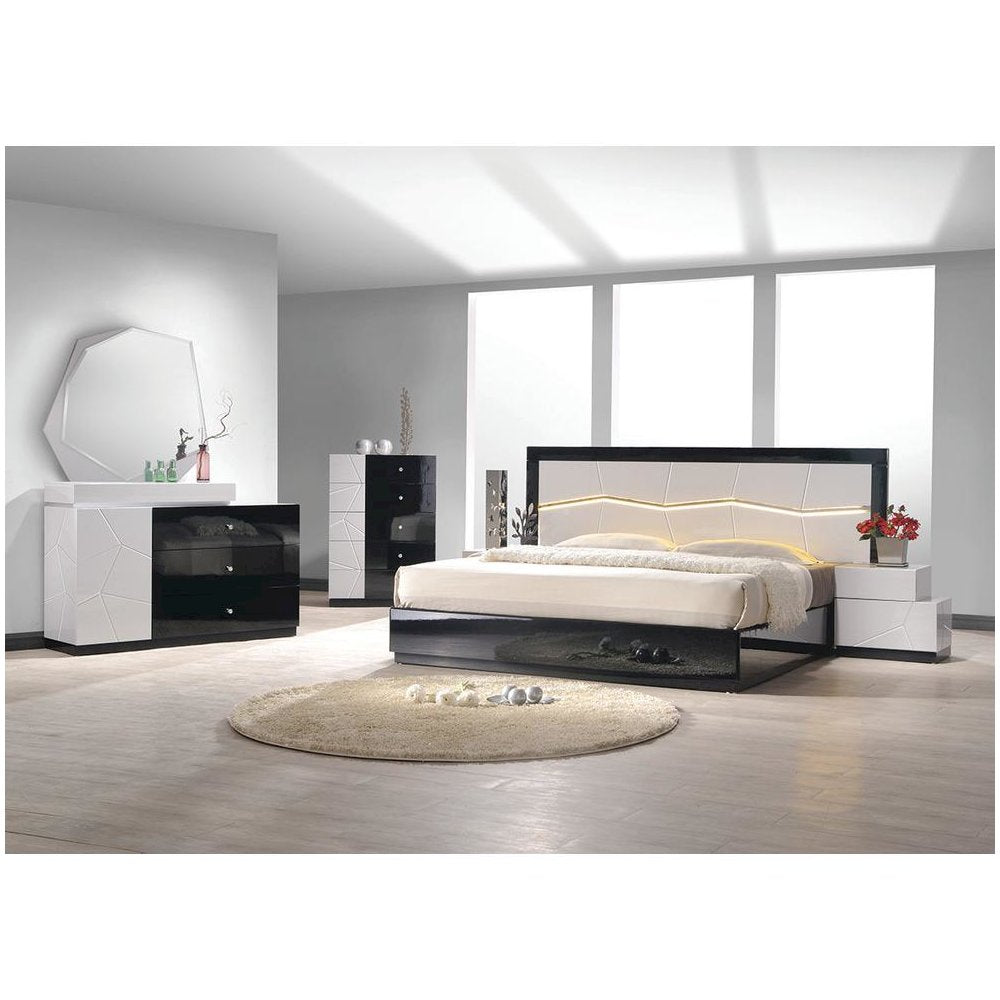Best Master Poplar Wood Left-Facing Bedroom Nightstand in White/Black