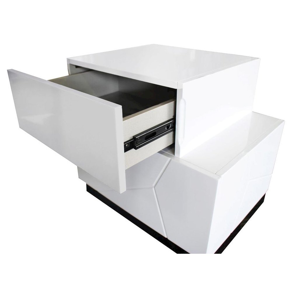 Best Master Poplar Wood Right-Facing Bedroom Nightstand in White/Black