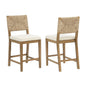 Counter Height Bar Chairs Mid Century Modern Woven Rope Back Beige Fabric Seat