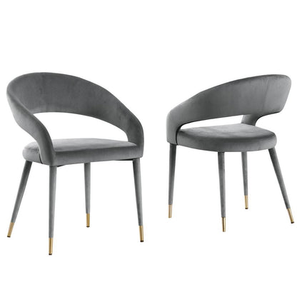 Jacques Velvet Gray Dining Chairs (Set of 2)