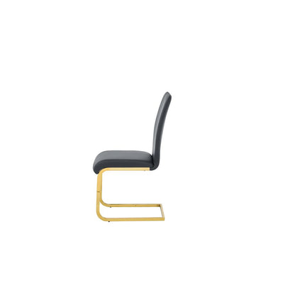 Alison Faux Leather Chrome Dining Side Chair in Black/Gold (Set of 2)