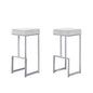 Dorrington Modern Velvet Backless Bar Stool in White/Silver (Set of 2)