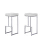 Dorrington Modern Faux Leather Backless Bar Stool in White/Silver (Set of 2)