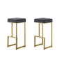 Dorrington Modern Velvet Backless Bar Stool in Gray/Gold (Set of 2)