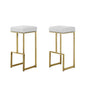 Dorrington Modern Faux Leather Backless Bar Stool in White/Gold (Set of 2)