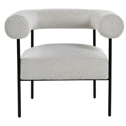 Shena Cream Boucle Fabric with Black Leg Accent Chair