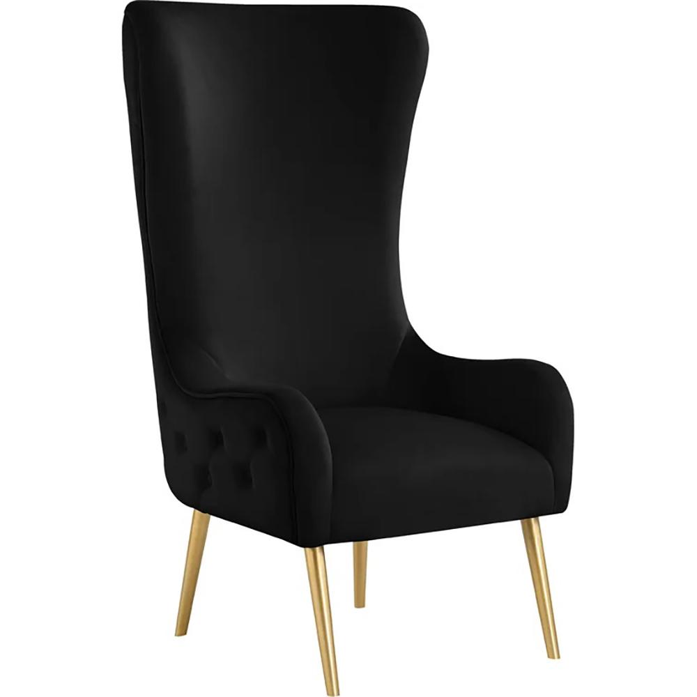 Venetian Black Tufted Velvet High Back Arm Chair