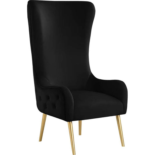 Venetian Black Tufted Velvet High Back Arm Chair