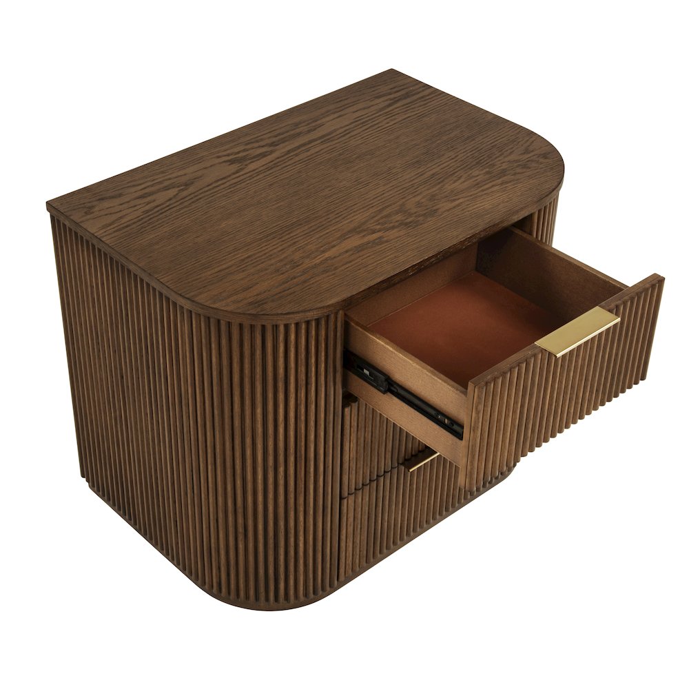30" Wide Modern Fluted 3-Drawer Nightstand Mid Century