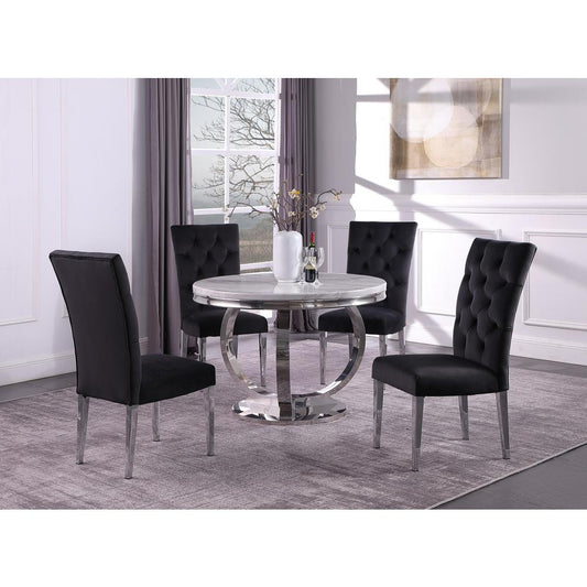 Layla Modern Velvet Upholstered Side Chairs in Black (Set of 2)