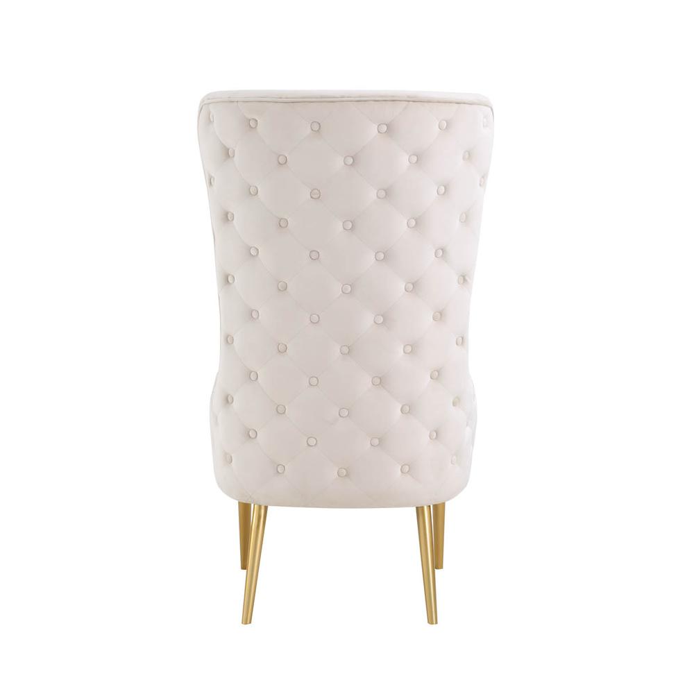 Venetian Cream Tufted Velvet High Back Arm Chair