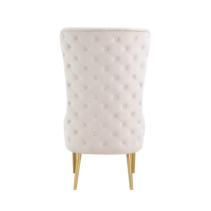 Venetian Cream Tufted Velvet High Back Arm Chair