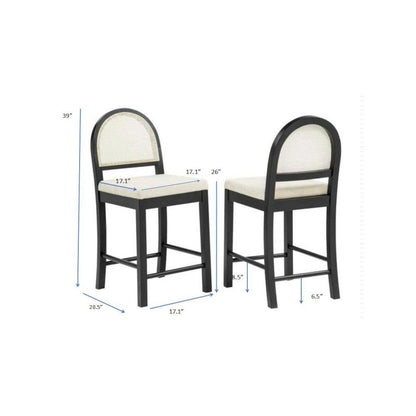 Counter Height Bar Chairs French Country Rattan Cane Back Beige Fabric Seat