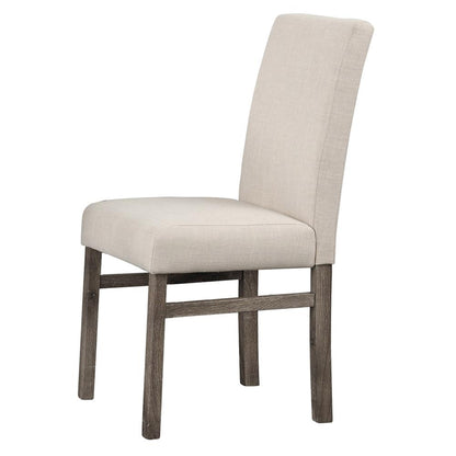 Vitaliya Antique Natural Oak Linen Side Chairs, Set of 2
