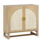 31" Wide 2-Door Accent Cabinet Natural Oak Wood Finish Boho Modern Sideboard